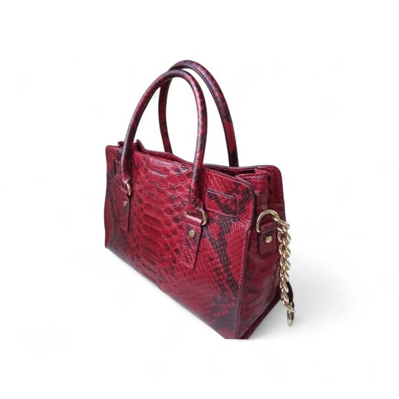 Michael Kors Hamilton Red Python Embossed Bag - Picture 3 of 7